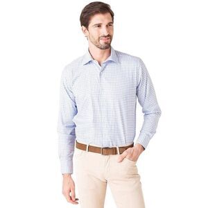 Peter Millar Collection Shirt Mens 2XL Blue Castello Check Sport Button Down NEW